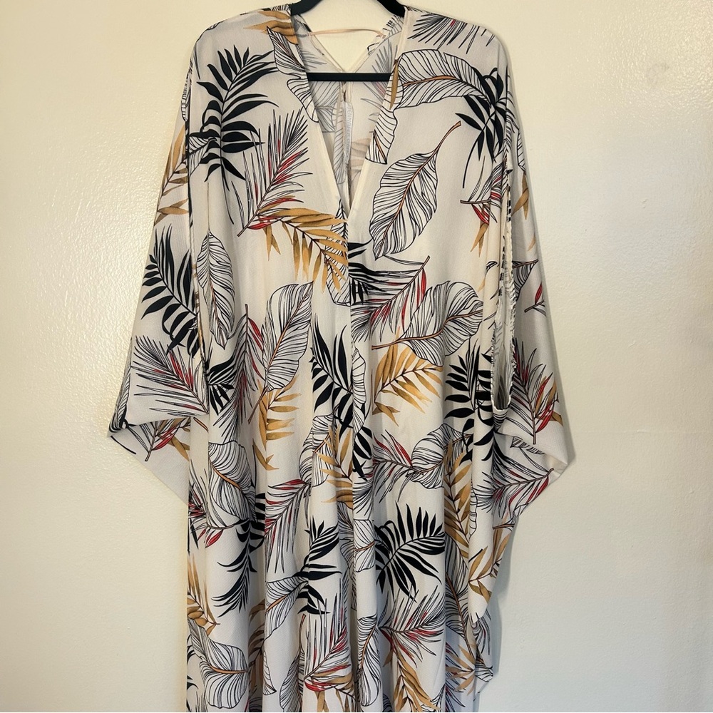 Jennafer Grace Tropical Leaf Print Kaftan